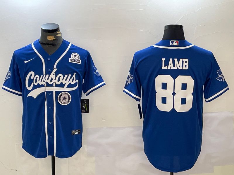 Men Dallas Cowboys #88 Lamb Blue Joint Name 2024 Nike Limited NFL Jersey style 9304